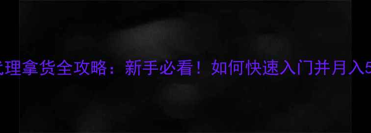 图片 化工代理拿货全攻略：新手必看！如何快速入门并月入5W+？2