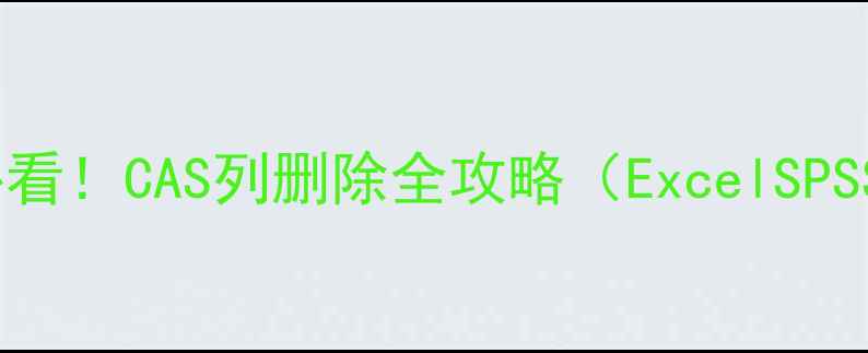 图片 化工行业数据清洗必看！CAS列删除全攻略（ExcelSPSSPython实操指南）2