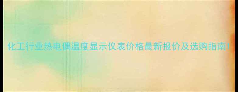 图片 化工行业热电偶温度显示仪表价格最新报价及选购指南1