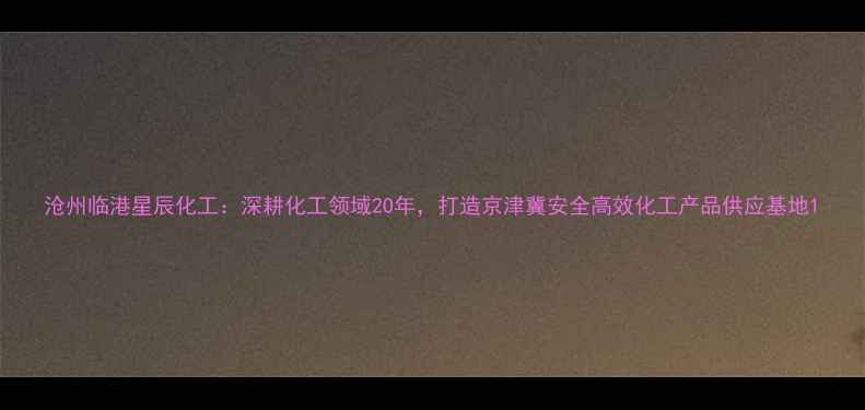 图片 沧州临港星辰化工：深耕化工领域20年，打造京津冀安全高效化工产品供应基地1