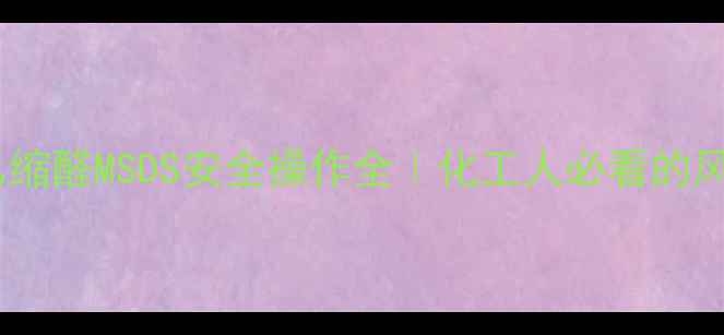 图片 💡二甲基氯乙缩醛MSDS安全操作全｜化工人必看的风险管控指南2