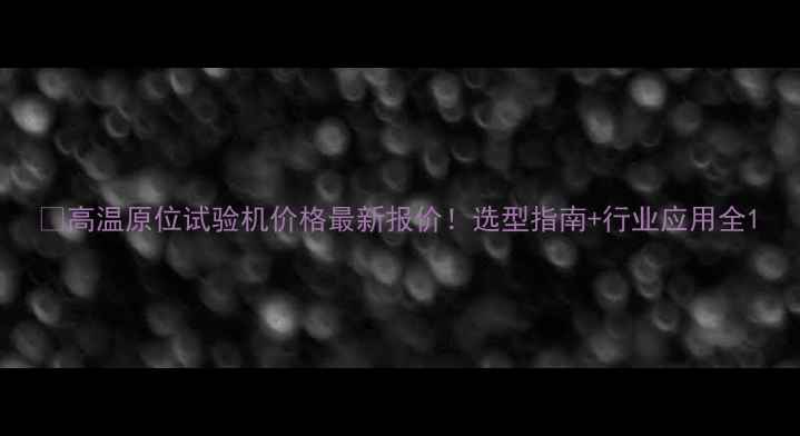 图片 💰高温原位试验机价格最新报价！选型指南+行业应用全1