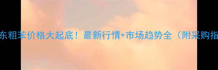 图片 🔥山东粗苯价格大起底！最新行情+市场趋势全（附采购指南）