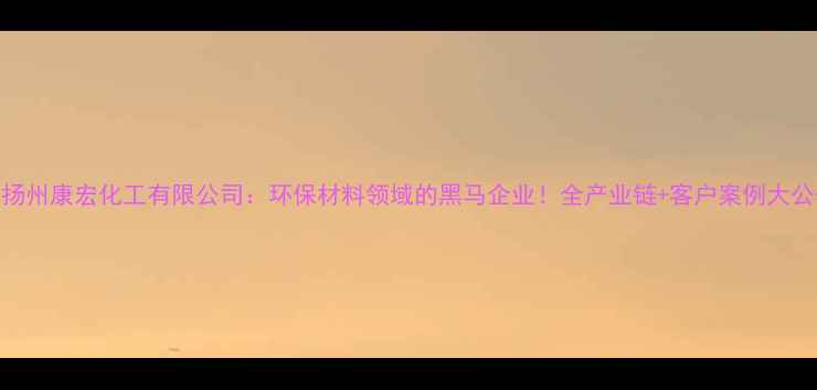 图片 🔥扬州康宏化工有限公司：环保材料领域的黑马企业！全产业链+客户案例大公开