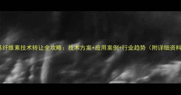 图片 🔥羧甲基纤维素技术转让全攻略：技术方案+应用案例+行业趋势（附详细资料包）💡2